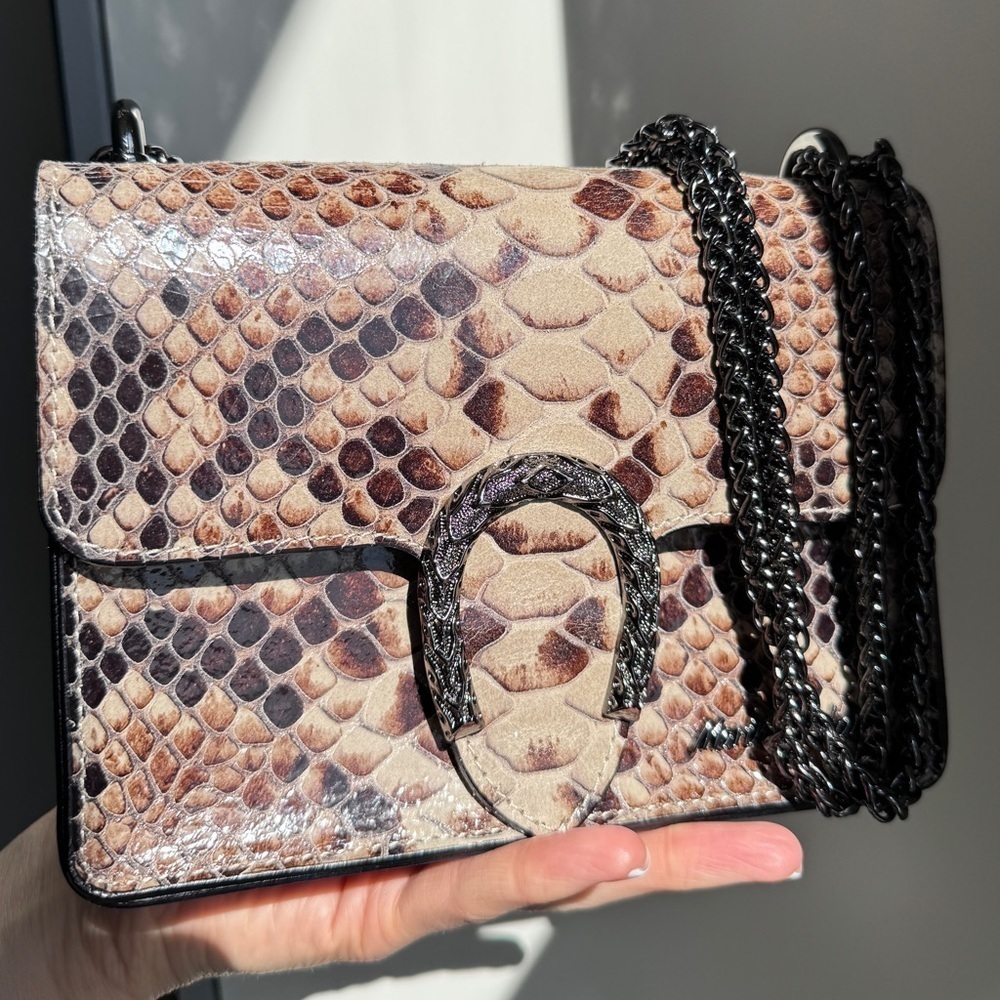 Marina Galanti Animal Print Genuine Leather Chain Bag